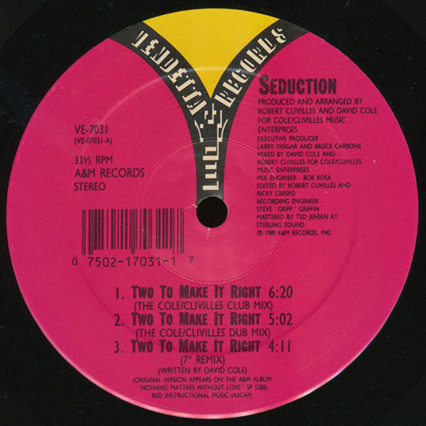 Seduction - Two To Make It Right Vinyl Record