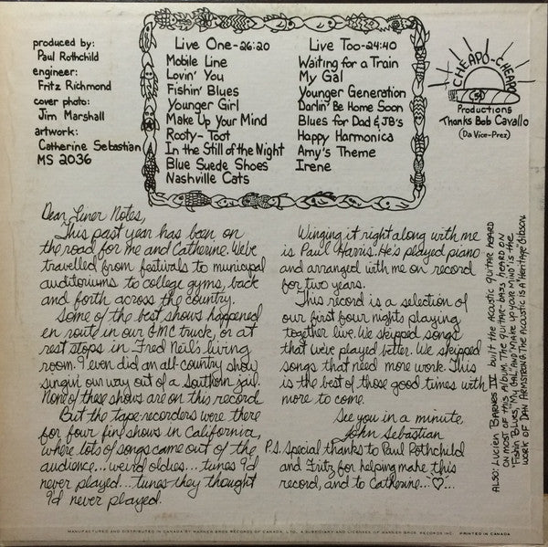 John Sebastian - Cheapo-Cheapo Productions Presents Real Live - 1971