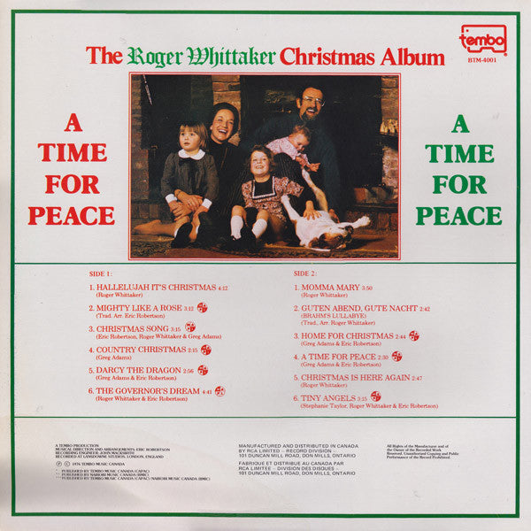 Roger Whittaker - A Time For Peace (The Roger Whittaker Christmas Album) - 1976