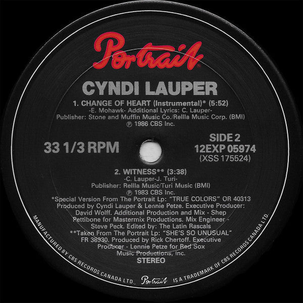 Cyndi Lauper - Change Of Heart - 1986