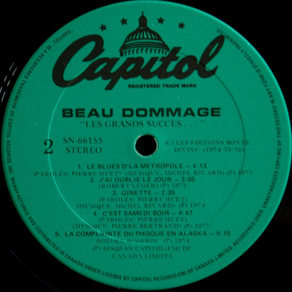 Beau Dommage - Les Grands Succès De Beau Dommage Vinyl Record