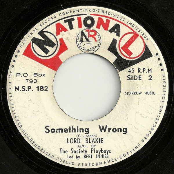 Lord Blakie, Society Playboys - My Sweet Trinidad / Something Wrong - 1967