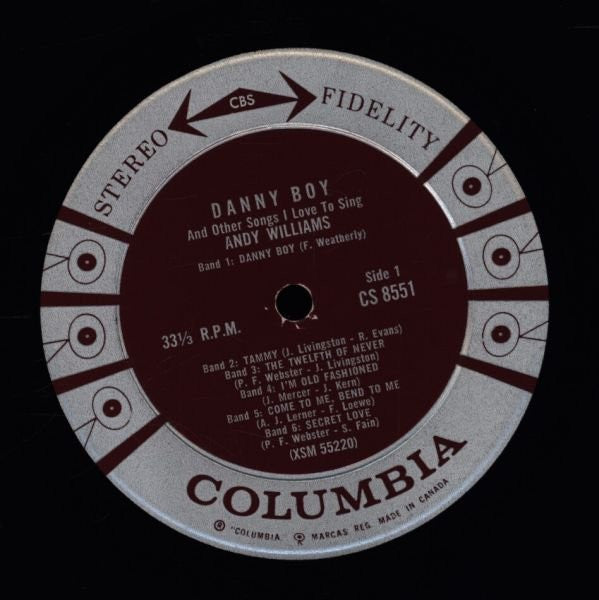 Andy Williams - "Danny Boy" And Other Songs I Love To Sing - 1962