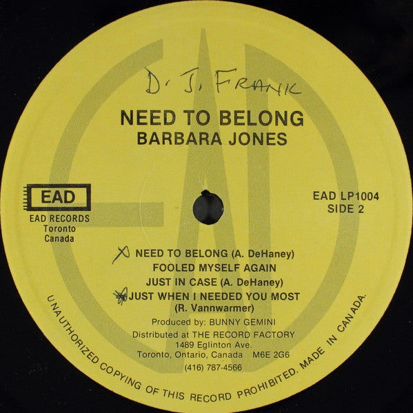 Barbara Jones - Need To Belong