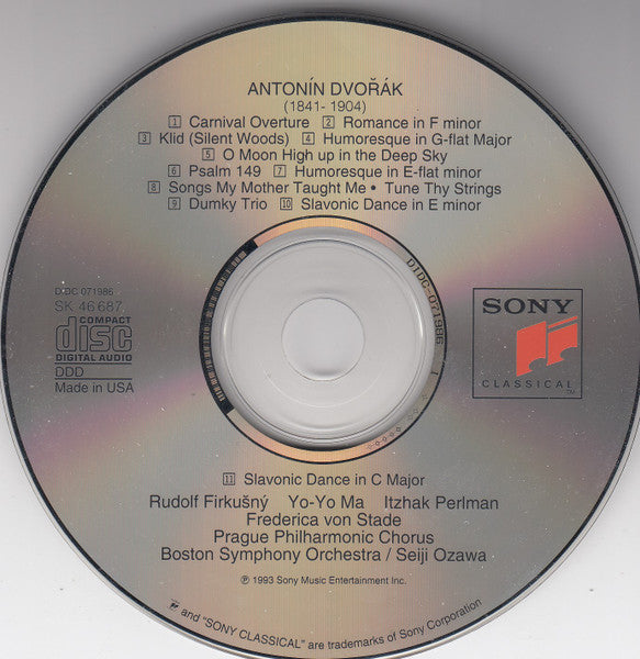 Antonín Dvořák, Rudolf Firkušný, Yo-Yo Ma, Itzhak Perlman, Frederica von Stade, Boston Symphony Orchestra, Seiji Ozawa - Dvořák In Prague (A Celebration) (CD) - 1994
