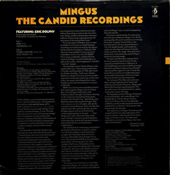 Charles Mingus Featuring: Eric Dolphy - Mingus - The Candid Recordings - 1972