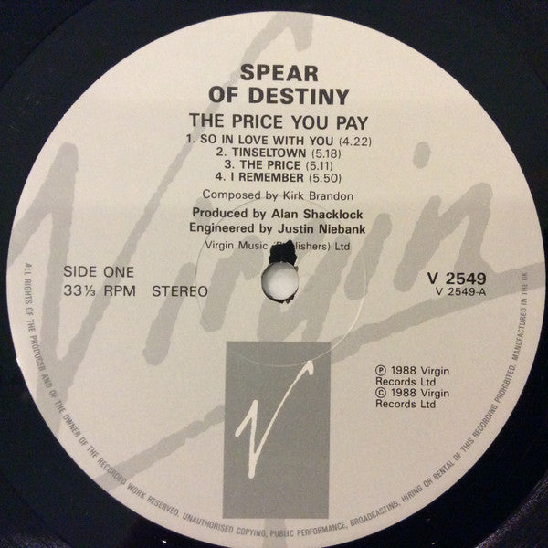 Spear Of Destiny - The Price You Pay - 1988