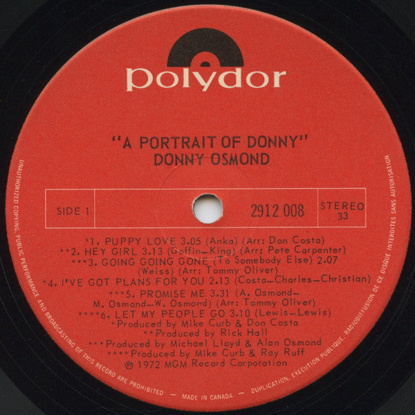 Donny Osmond - Portrait Of Donny - 1972