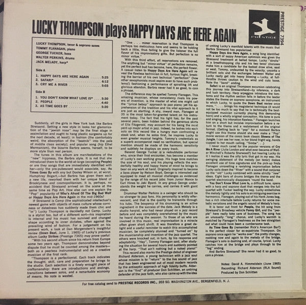 Lucky Thompson - Happy Days Are Here Again - 1965