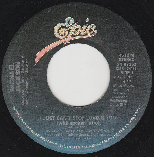Michael Jackson - I Just Can't Stop Loving You - 1987
