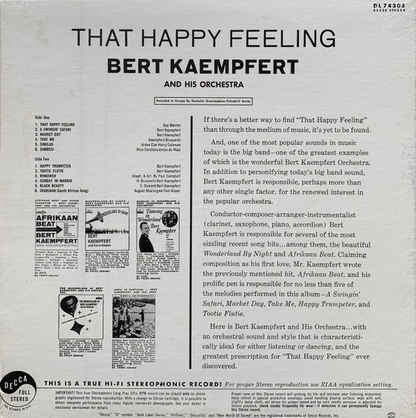 Bert Kaempfert & His Orchestra - That Happy Feeling -