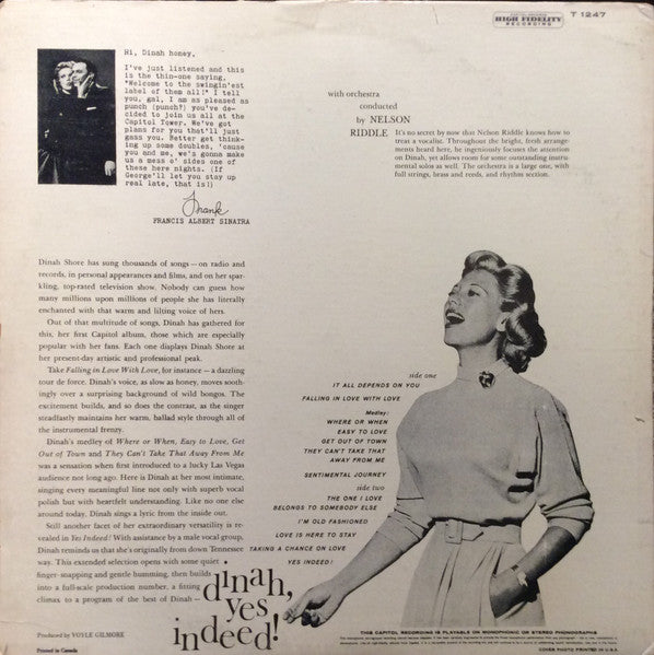 Dinah Shore - Dinah, Yes Indeed! - 1959