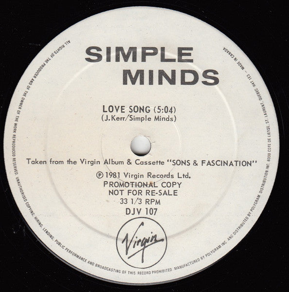 Heaven 17 / Simple Minds - Play To Win / Love Song Vinyl Record