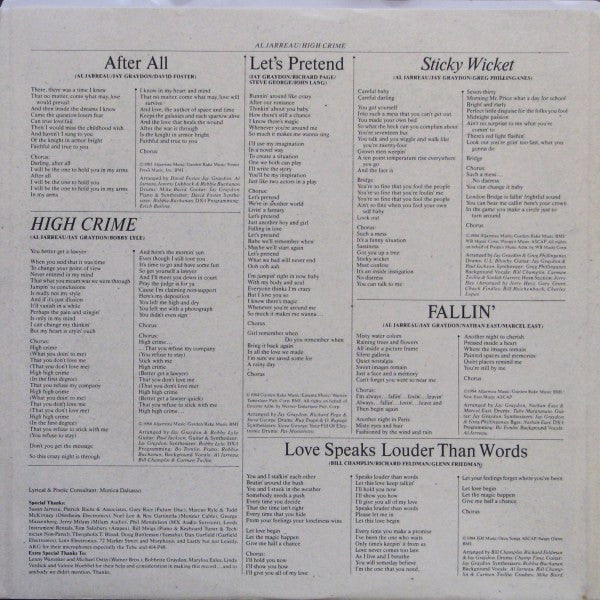 Al Jarreau - High Crime - 1984