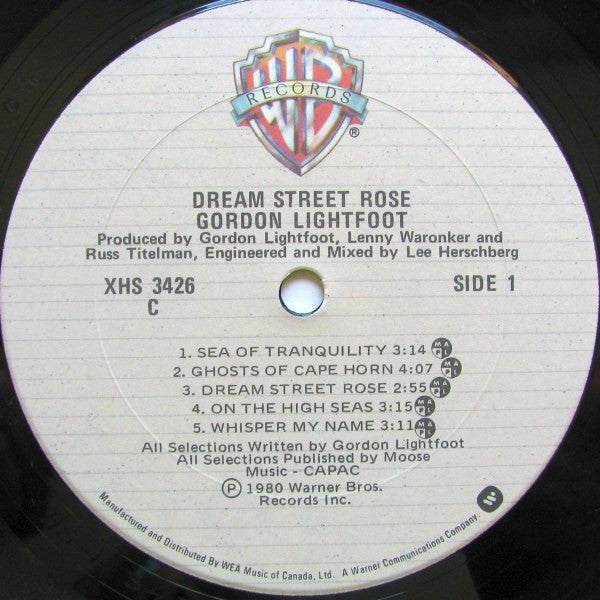 Gordon Lightfoot - Dream Street Rose - 1980