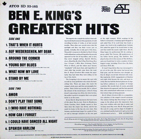 Ben E. King - Ben E. King's Greatest Hits Vinyl Record