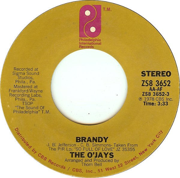 O'Jays, The - Brandy - 1978