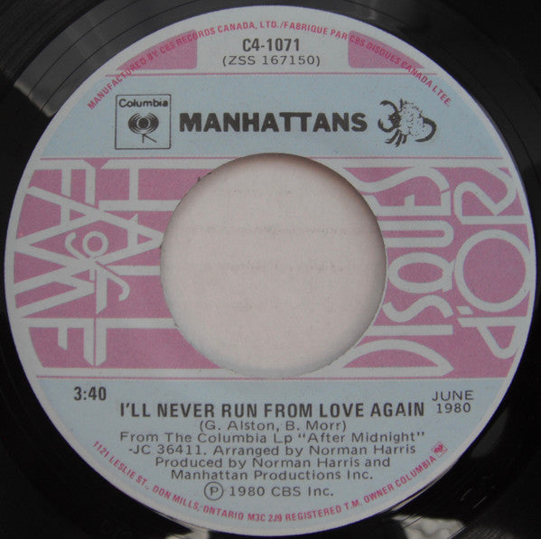 Manhattans - Shining Star / I'll Never Run From Love Again - 1980