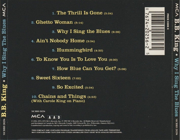 B.B. King - Why I Sing The Blues (CD) -