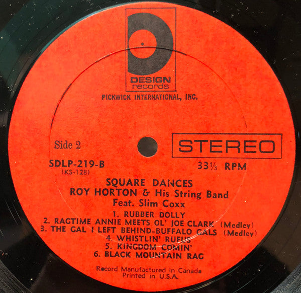 Roy Horton & His String Band Featuring Slim Coxx - Square Dances -