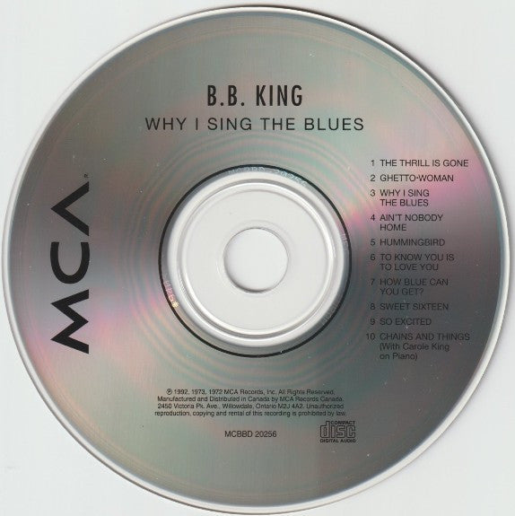B.B. King - Why I Sing The Blues (CD) -