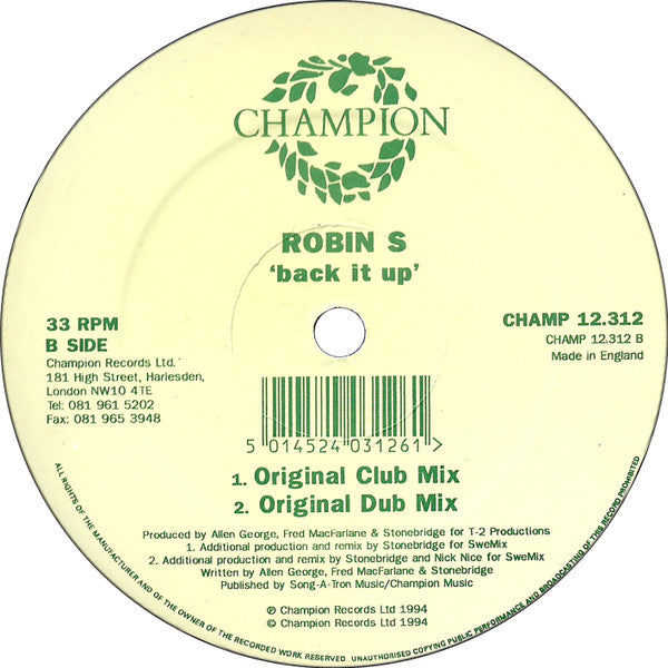 Robin S. - Back It Up - 1994