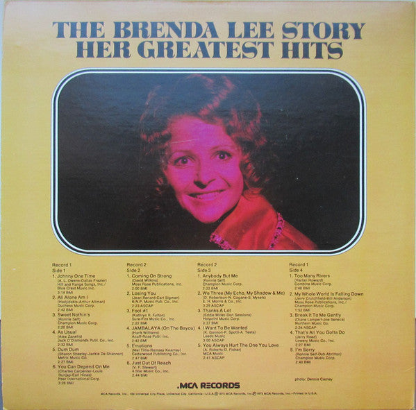 Brenda Lee - The Brenda Lee Story Her Greatest Hits Vinyl Record