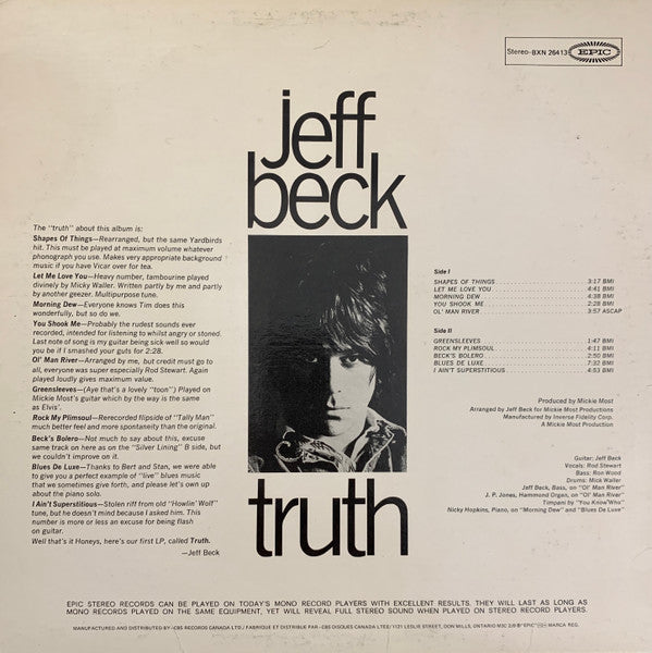 Jeff Beck - Truth Vinyl Record