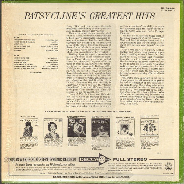 Patsy Cline - Patsy Cline's Greatest Hits