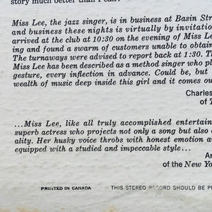 Peggy Lee - Basin Street East Proudly Presents Miss Peggy Lee - 1961