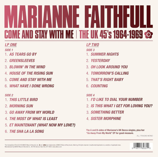 Marianne Faithfull - Come And Stay With Me - The UK 45s 1964-1969