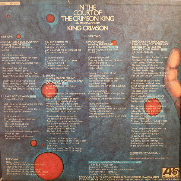 King Crimson - In The Court Of The Crimson King (An Observation By King Crimson) Vinyl Record