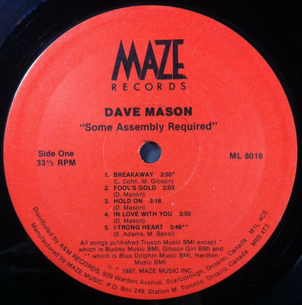 Dave Mason - Some Assembly Required - 1987