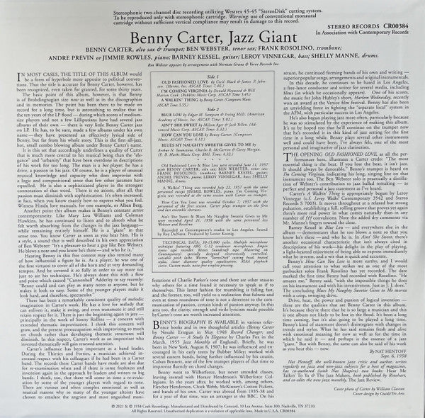 Benny Carter - Jazz Giant - vinyl – Press Vinyl Cafe