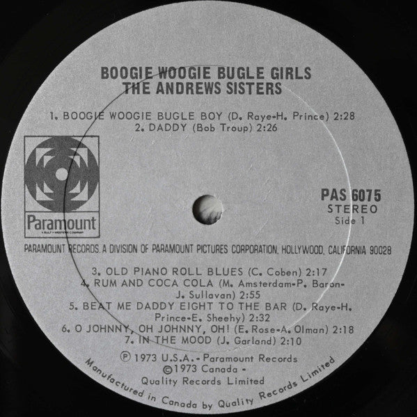 Andrews Sisters, The - Boogie Woogie Bugle Girls - 1973