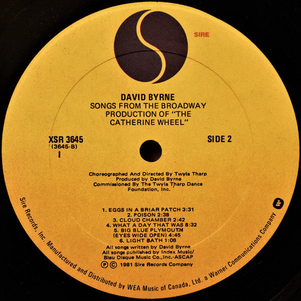 David Byrne - Songs From The Broadway Production Of "The Catherine Wheel" - 1981