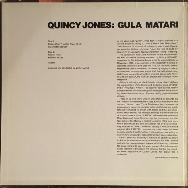 Quincy Jones - Gula Matari Vinyl Record