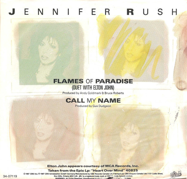 Jennifer Rush Duet With Elton John - Flames Of Paradise - 1987