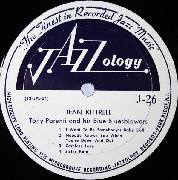 Jean Kittrell with Tony Parenti And His Blue Blues Blowers - Sings The Blues Vinyl Record