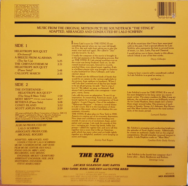 Lalo Schifrin - The Sting II (Music From The Original Motion Picture Soundtrack) - 1982