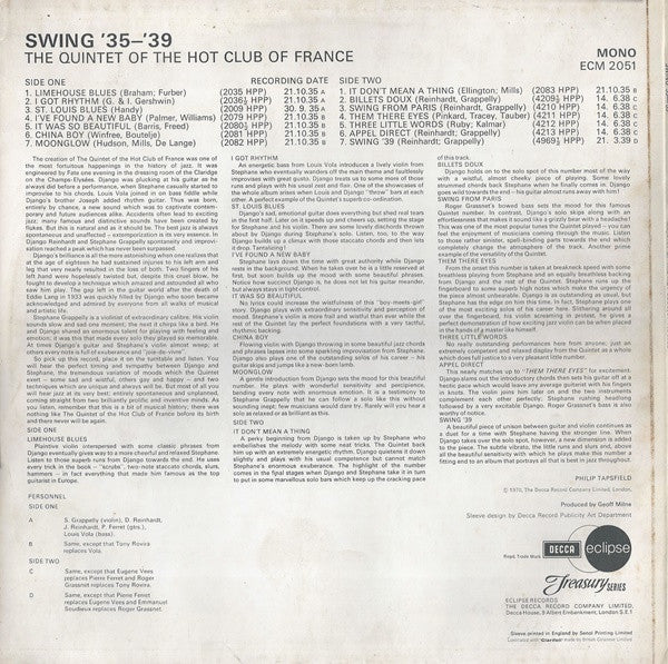 Quintette Du Hot Club De France - Swing '35-'39 - 1970