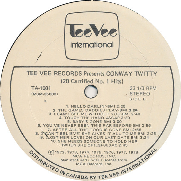 Conway Twitty - 20 Certified No.1 Hits - 1978