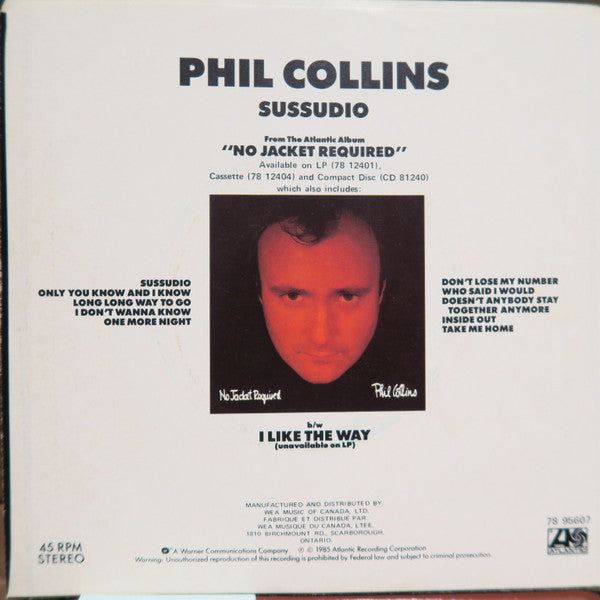 Phil Collins - Sussudio Vinyl Record