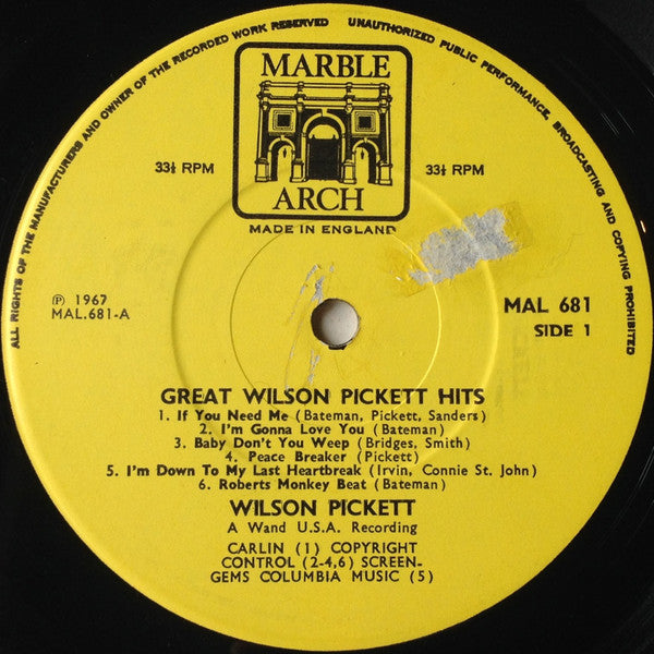 Wilson Pickett - Great Wilson Pickett Hits Vinyl Record