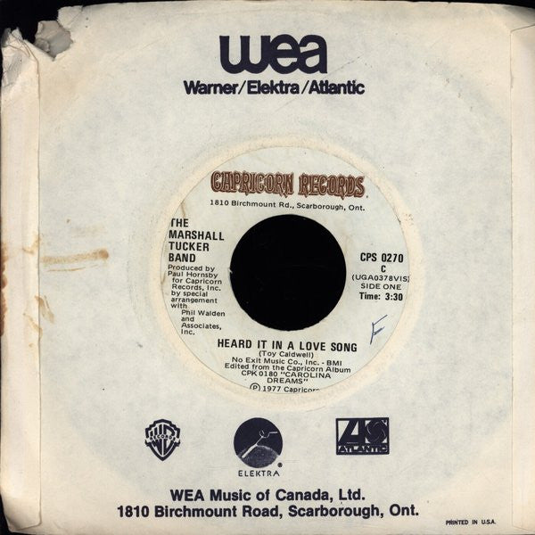 Marshall Tucker Band, The - Heard It In A Love Song / Life In A Song - 1977