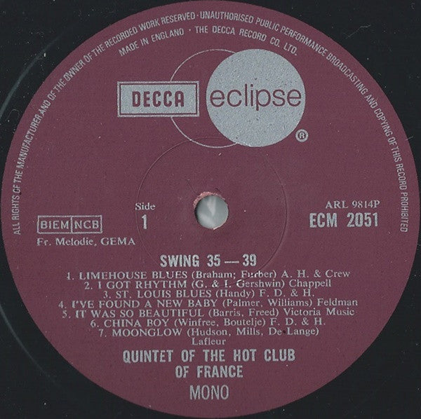 Quintette Du Hot Club De France - Swing '35-'39 - 1970