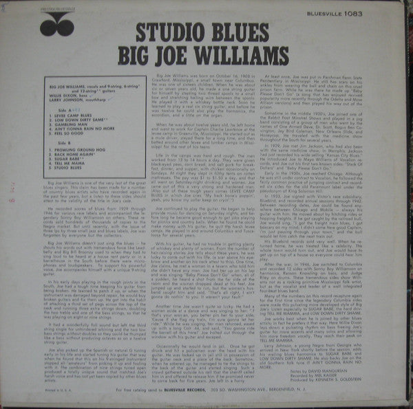 Big Joe Williams - Studio Blues - 1963