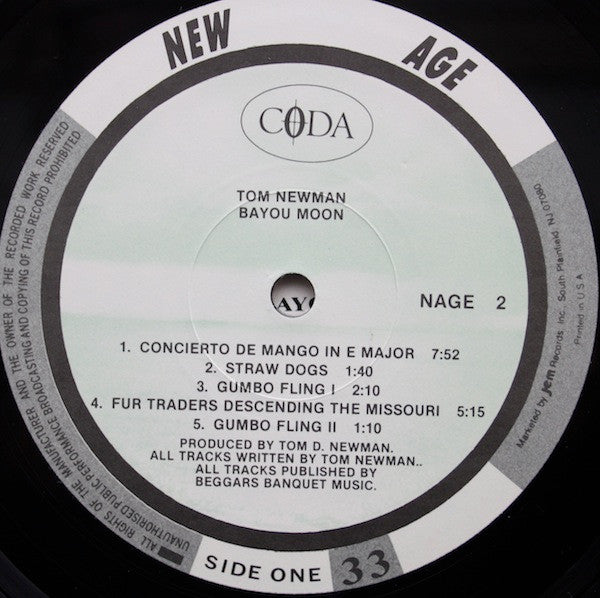 Tom Newman - Bayou Moon - 1985