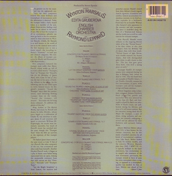 Wynton Marsalis, Edita Gruberova, Raymond Leppard / English Chamber Orchestra / Johann Friedrich Fasch, Georg Friedrich Händel, Giuseppe Torelli, Henry Purcell, Johann Melchior Molter - Wynton Marsalis Plays Handel, Purcell, Torelli, Fasch, Molter - 1984