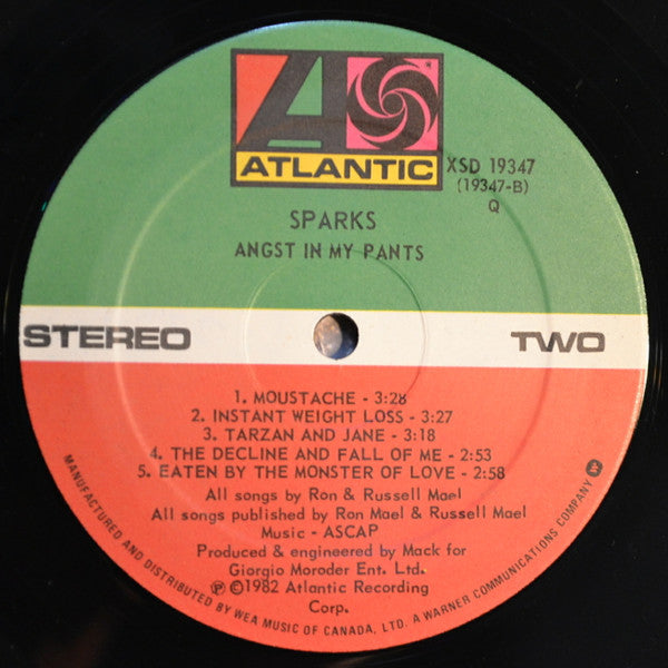 Sparks - Angst In My Pants Vinyl Record